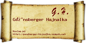 Günsberger Hajnalka névjegykártya